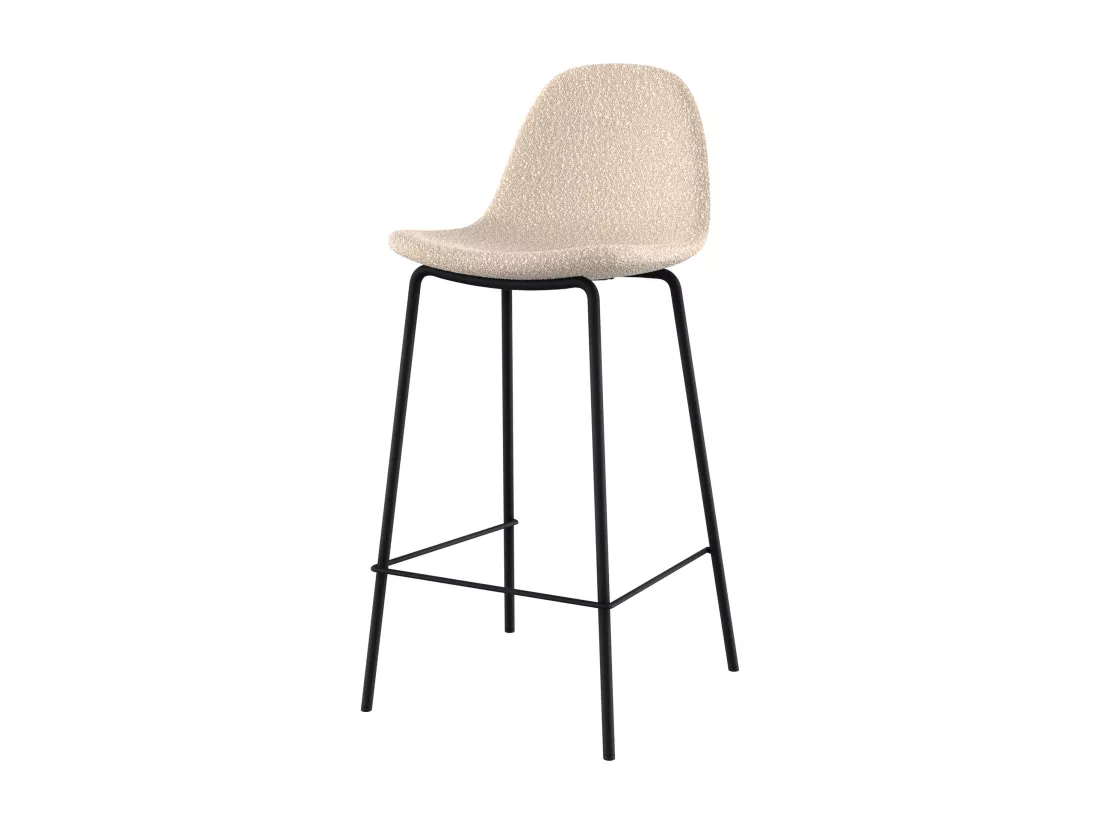 Lot de 2 chaises pour îlot central 65.5 cm en tissu bouclette beige - Henrik