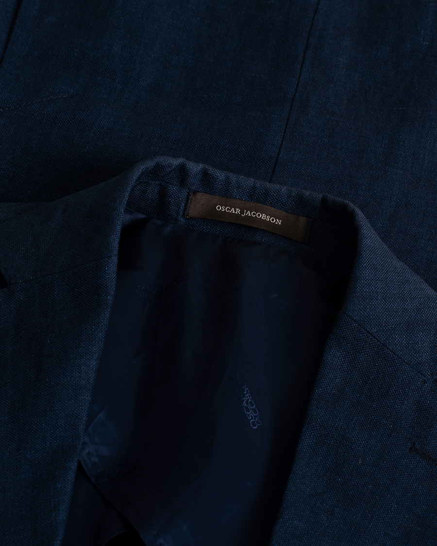 Oscar Jacobson Ferry Linen Patch Pocket Blazer Navy 46