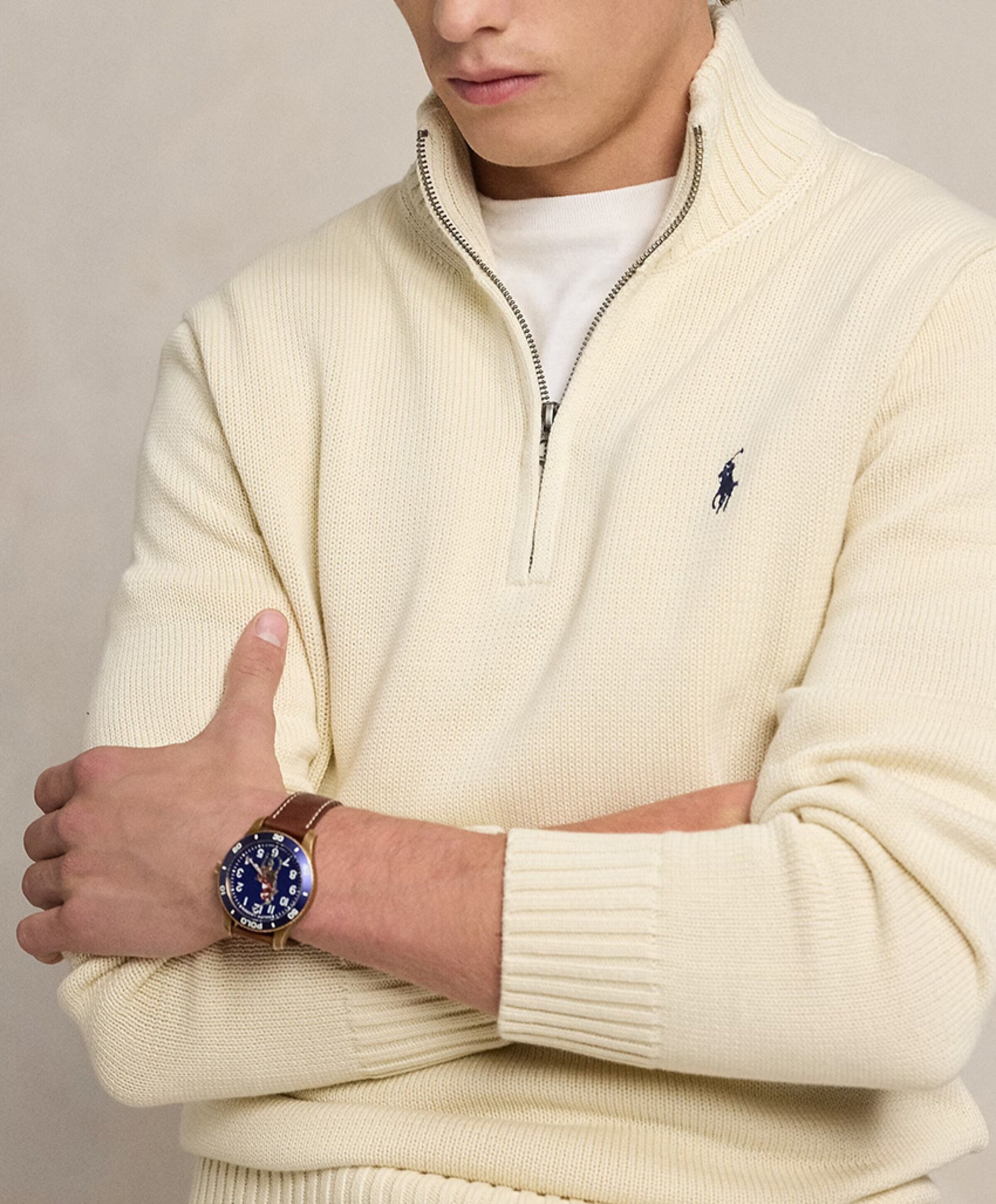 Ralph Lauren Heren trui met rits ecru