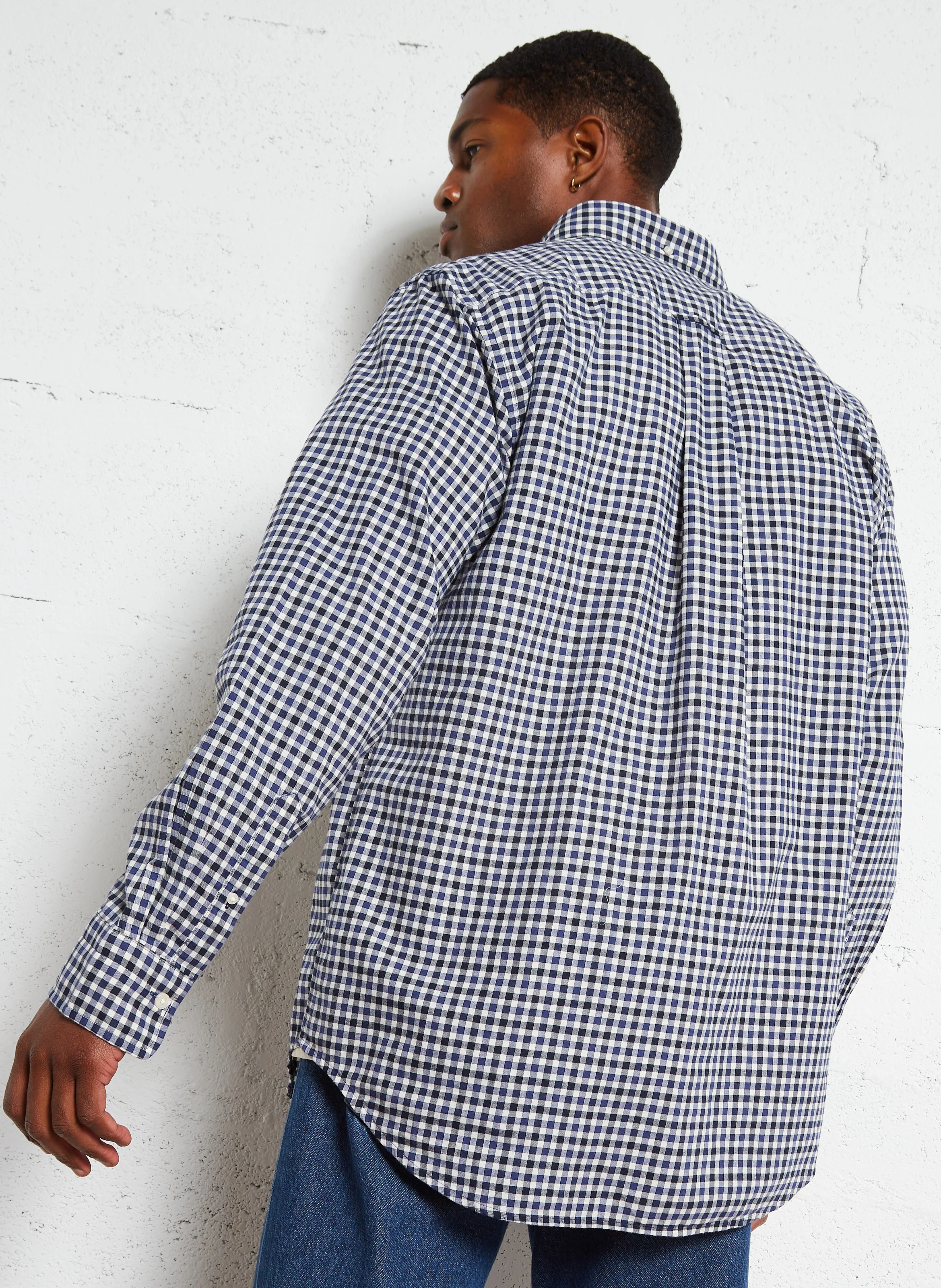 Chemise regular à carreaux en coton | Bleu