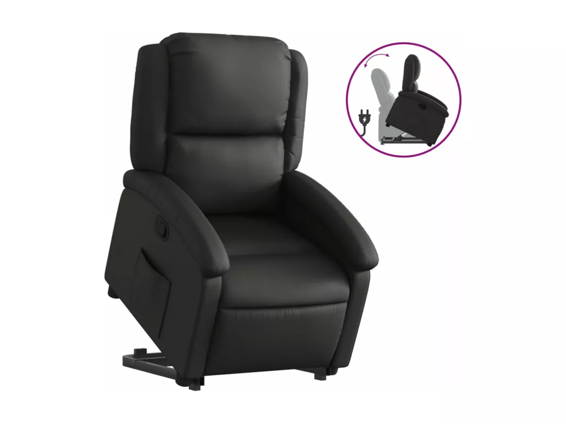 Fauteuil inclinable noir cuir véritable