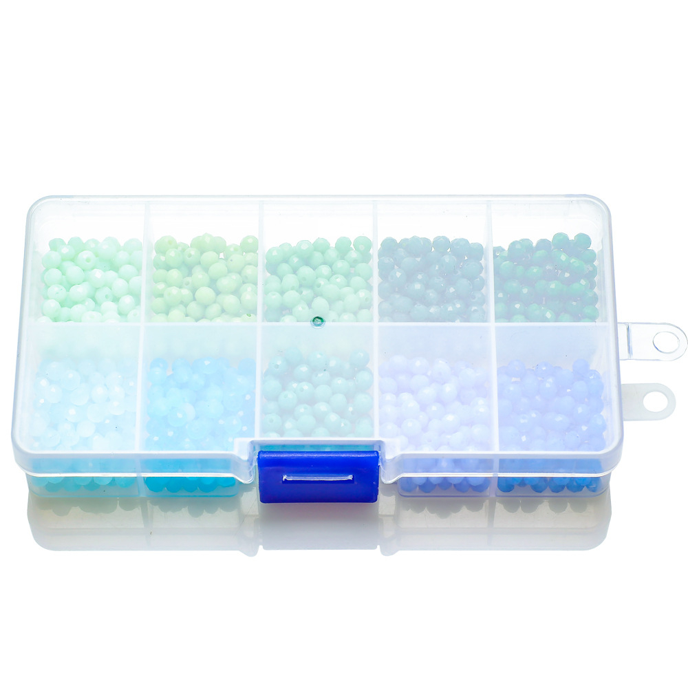 (1000er Set) Ø4mm Schimmernde Glas Perlen DIY Bastel Schmuck Zwischenperle für Armband / Kette - Türkis / Blau / Grün