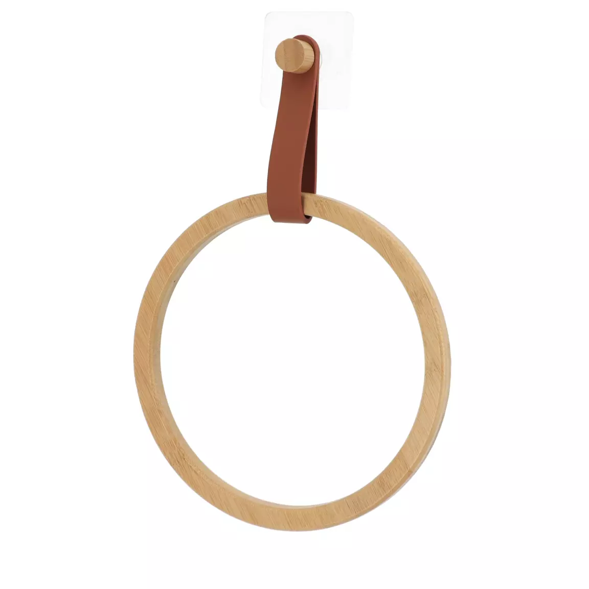 Porte serviette adhésif arrondi (D21 cm) Easy Chic Caramel