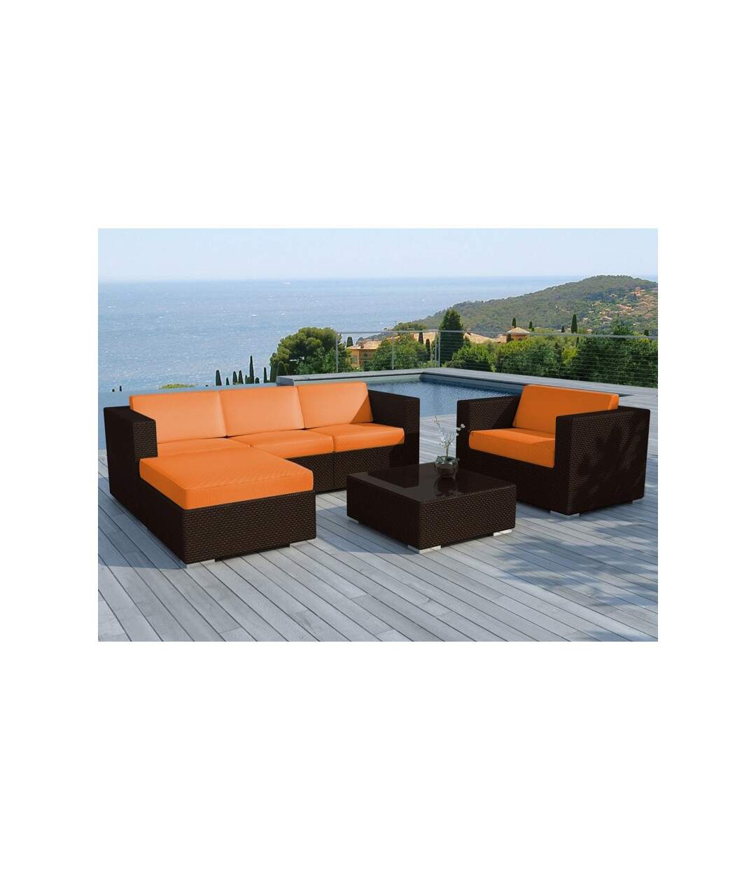 Paris Prix - Salon De Jardin En Résine valentino Orange & Marron
