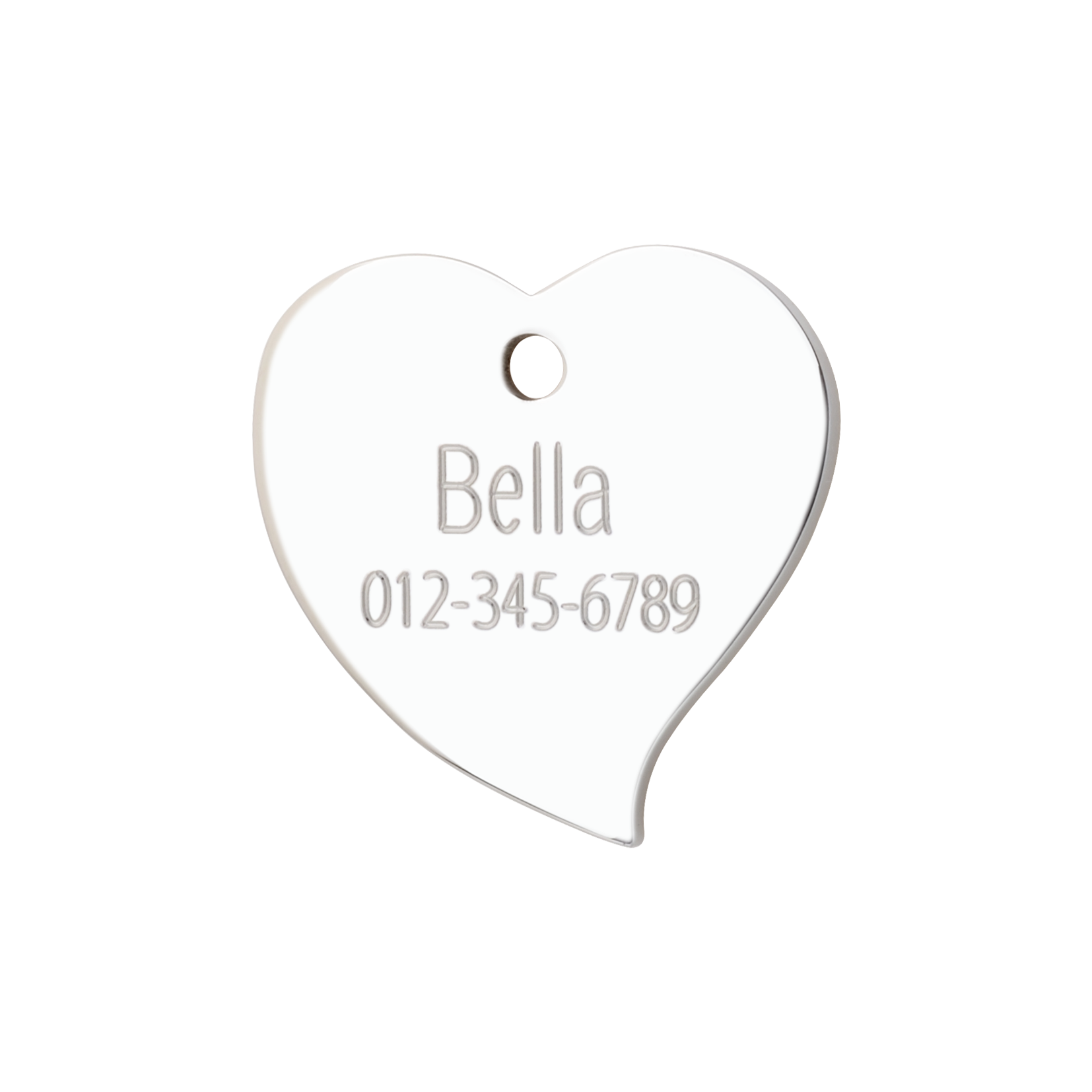 Placa de identificação para cães em formato de coração de diamante