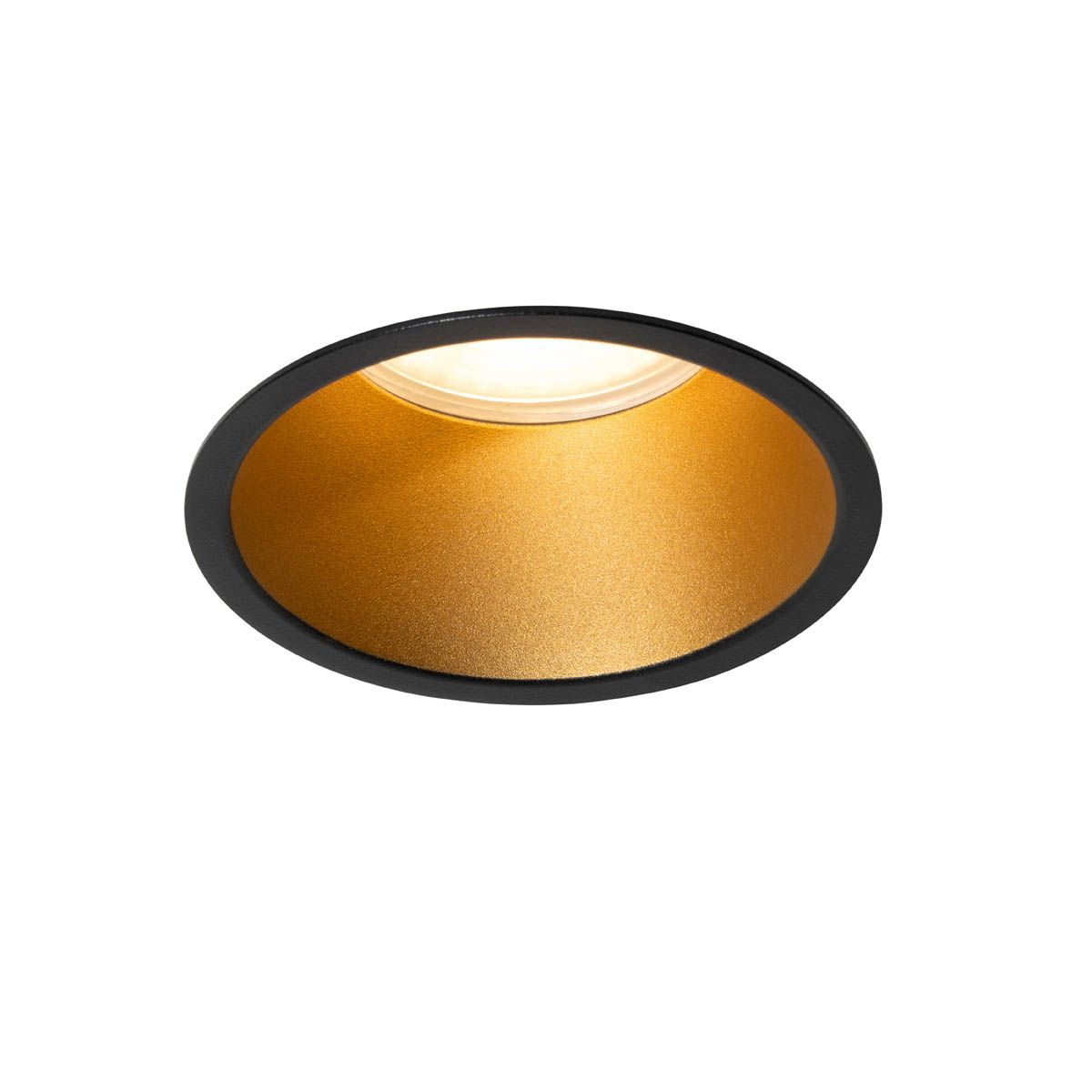 Moderne inbouwspot zwart met goud GU10 70mm IP44 - Dept
