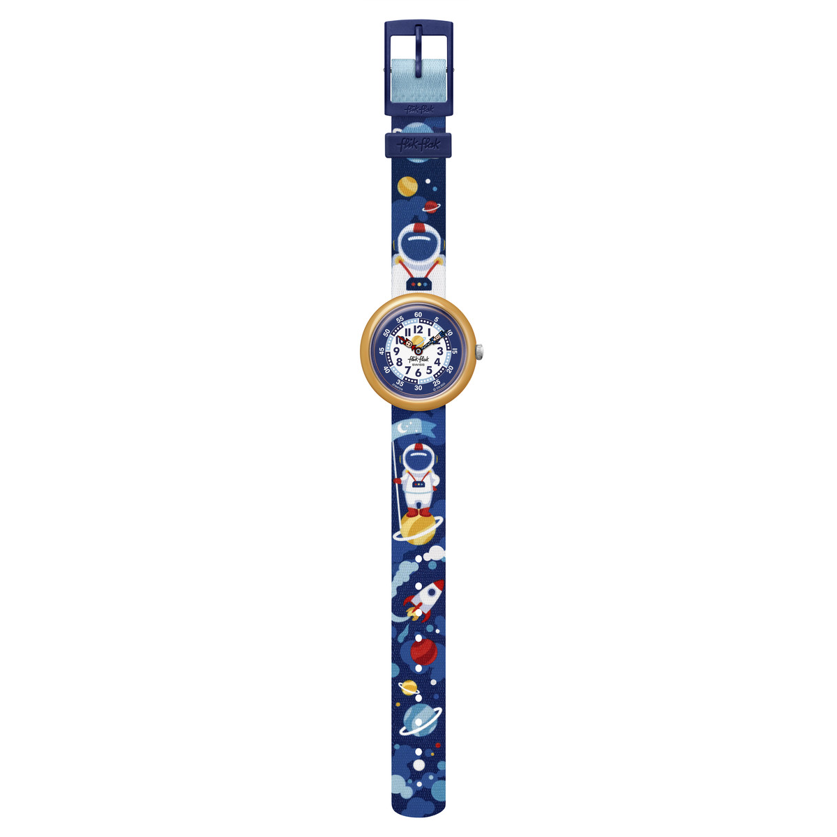 Montre FLIK FLAK Future dreams Astrodreams enfant plastique biosourcé bracelet PET recyclé bleu
