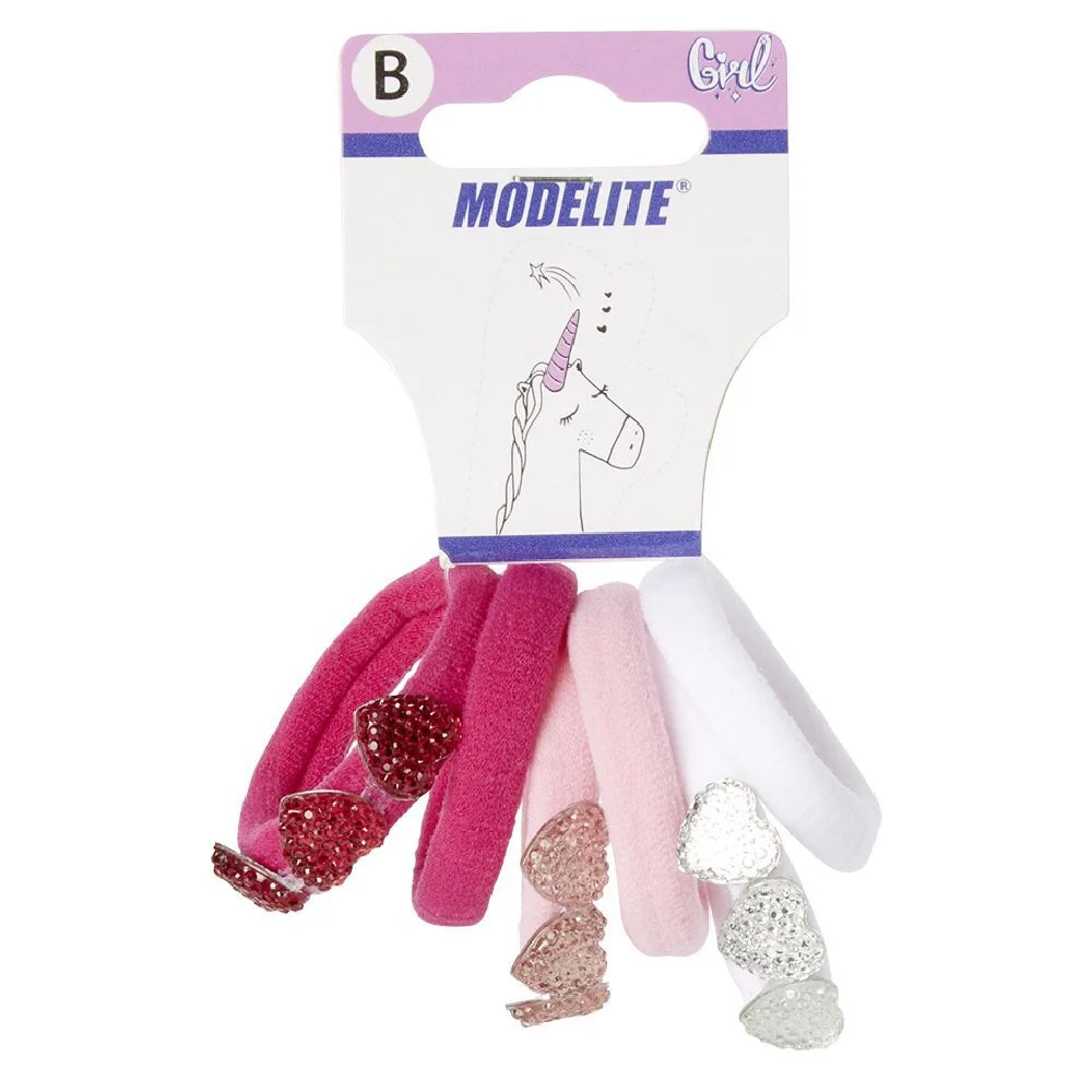 Élastique enfant mousse coeur strass x6