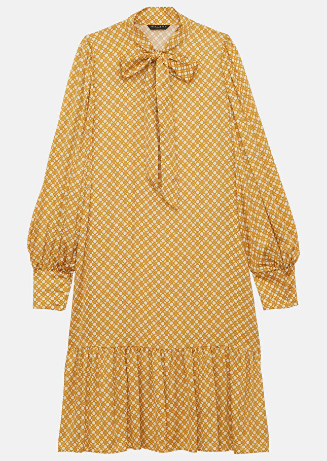 Robe Rosinejaune imprimée petites fleurs en satin