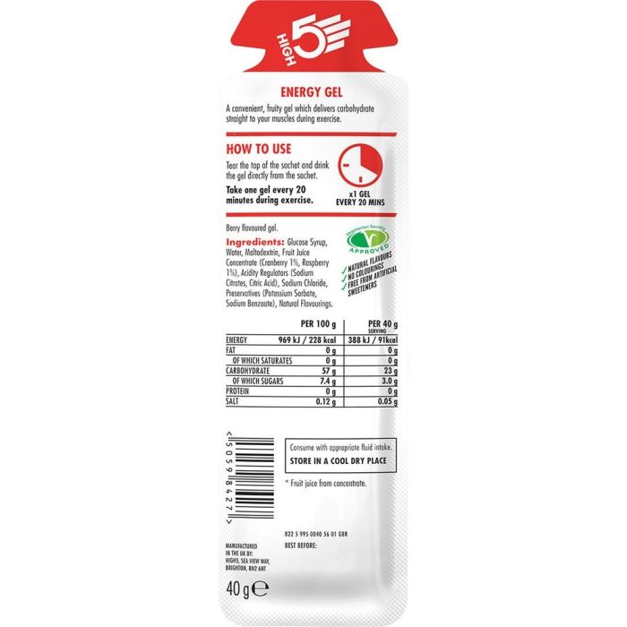 High5 Unisex Energi-gels Energy Gel 40g Berry