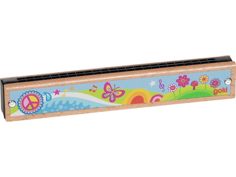 Goki Mundharmonika Flower Power, 24 Töne Kinder Mundharmonika in goki66 Farben