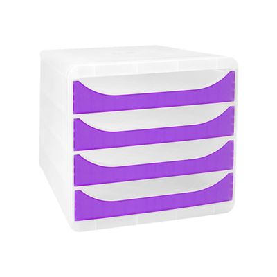 Exacompta Chromaline BigBox - Module de classement 4 tiroirs - violet transparent