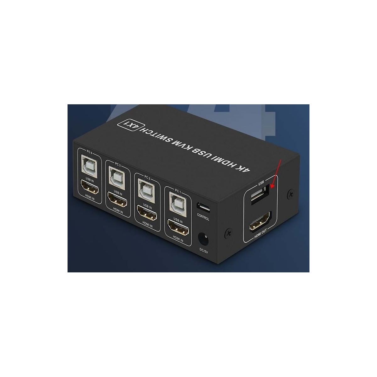 NÖRDIC KVM Switch 4 PC til 1 HDMI 4K 60Hz og 4xUSB HDCP 2.2