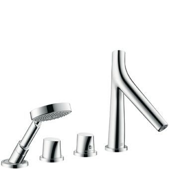 Hansgrohe AXOR Starck Organic afbouwdeel v. 4-gats badrandkraan thermostatisch m. Raindance S 100 Air 1 jet handdouche m. douches chroom
