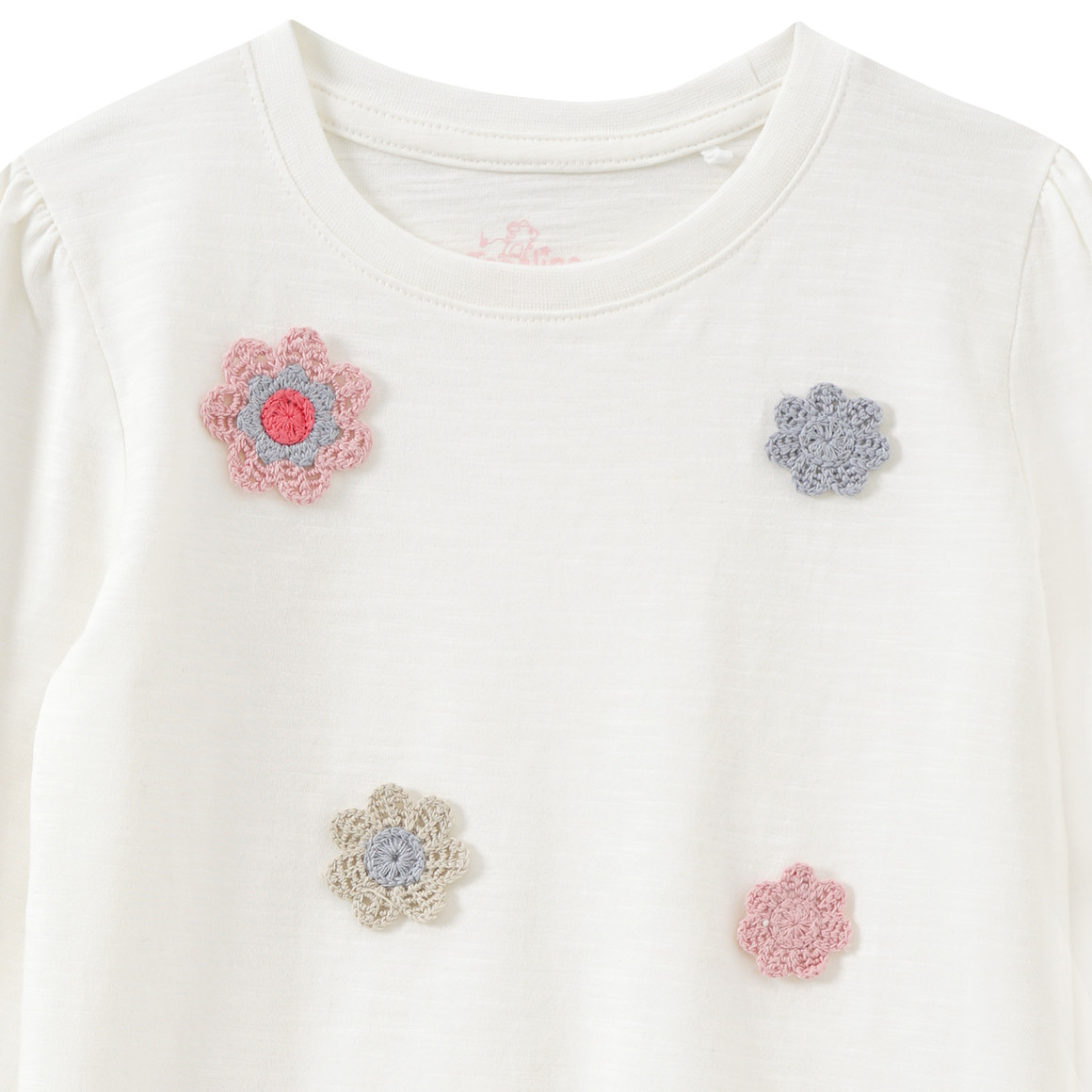 Topolino Mädchen Langarmshirt mit Häkelblumen weiss