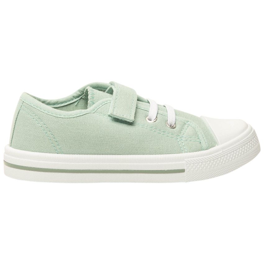 Baskets basses en toile avec lacets élastiques et velcro pour garçon - Vert
