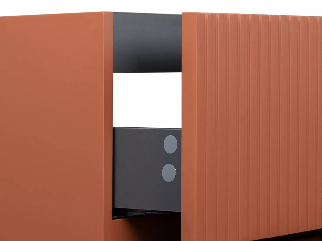 Meuble sous vasque suspendu strié terracotta - 150 cm - PAVANI