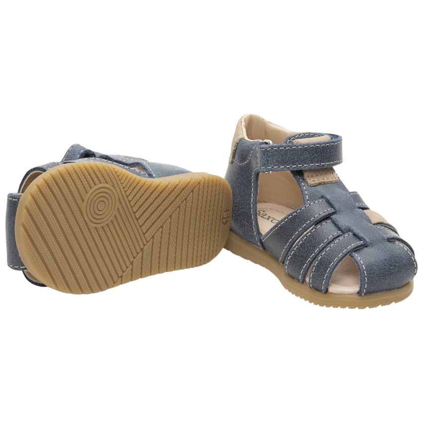 Nu-pieds en cuir à touches de beige