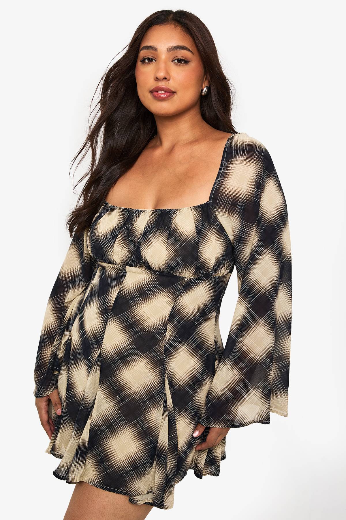 boohoo Plus Check Godet Skateur