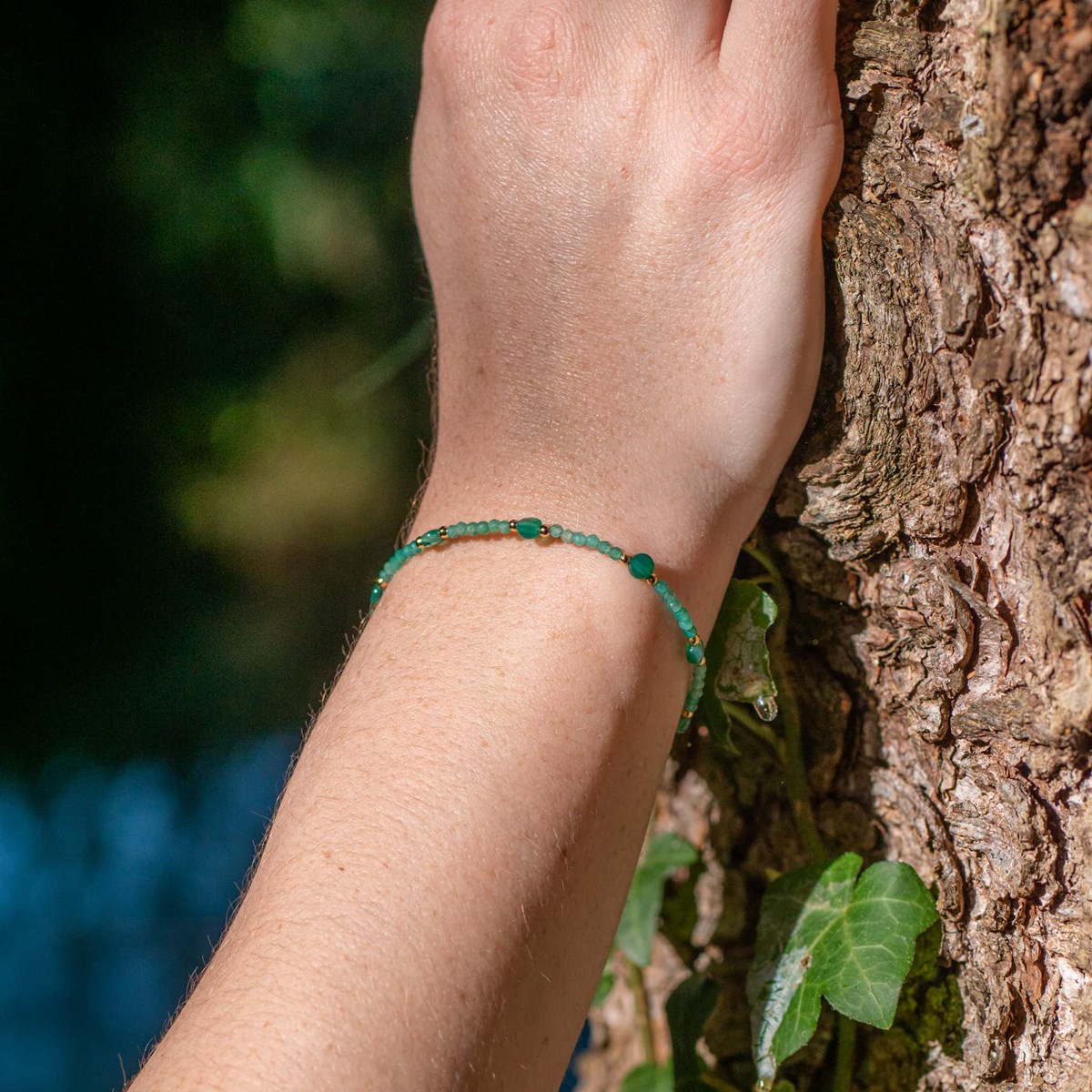 Collier et bracelet Paloma en pierres Agate Verte