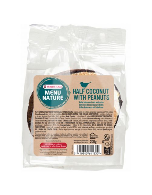 Versele-Laga Menu Nature Halve Kokosnoot Met Aardnoten - Vogelvoer - 200 g