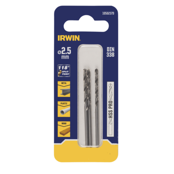 Irwin metaalboor HSS PRO 2,5 mm 3 stuks