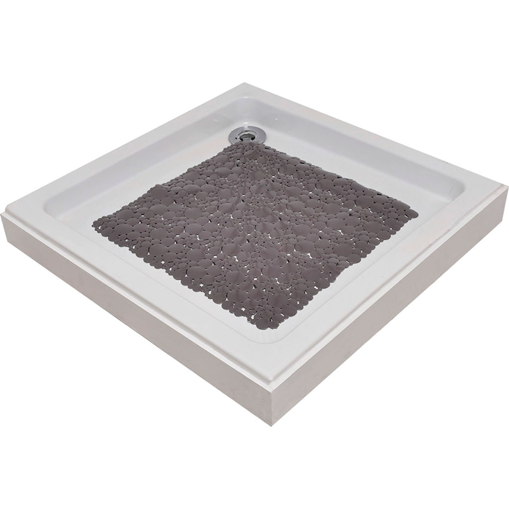 Tapis de douche PVC bulles taupe 50x50cm