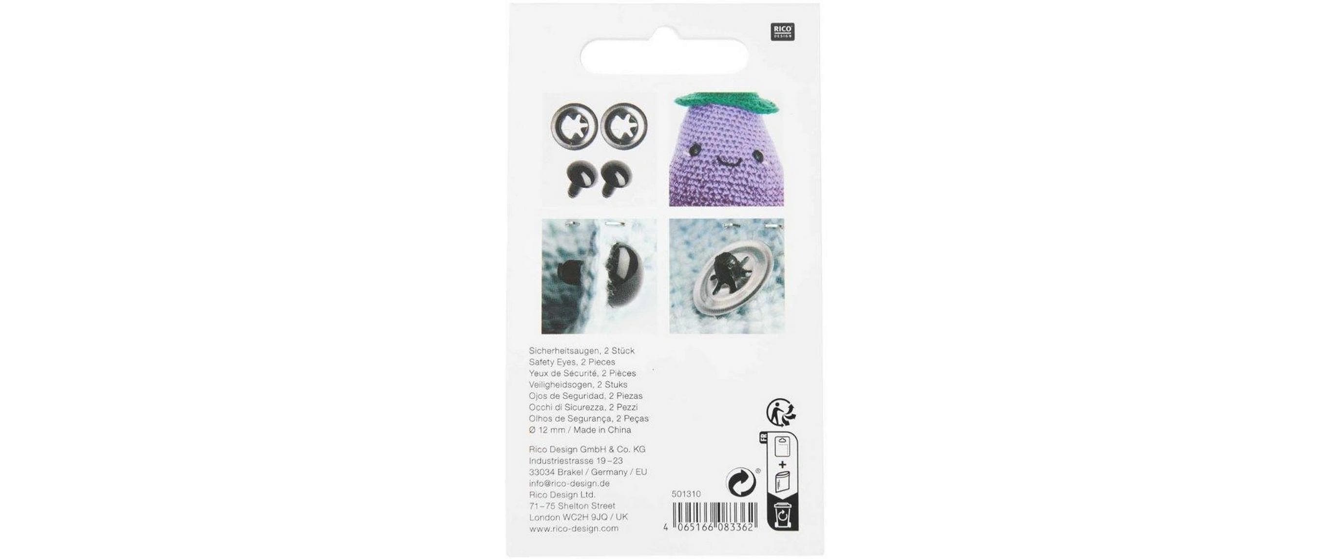 Sicherheitsaugen 12 mm 2 StückFür selbstgemachte Kuscheltiere, besonders niedlich und sicher
