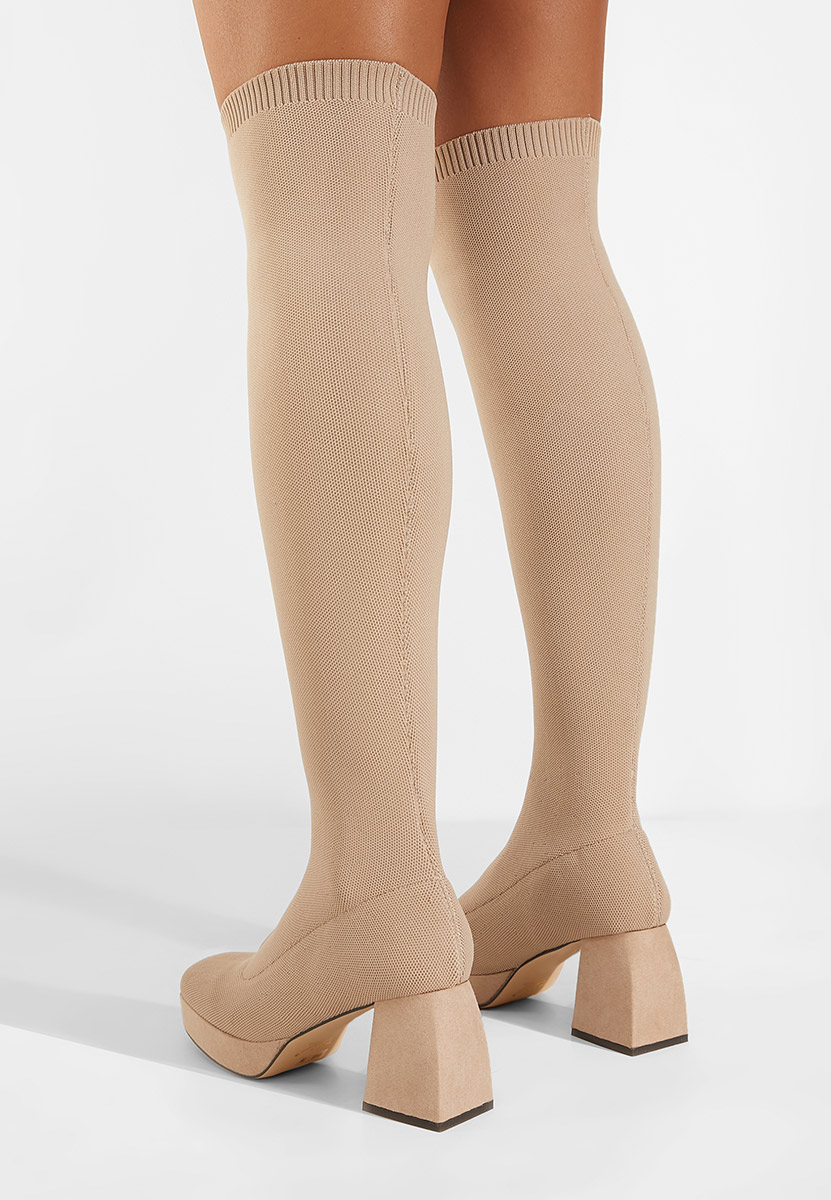 Bottes longues femme beige Brena