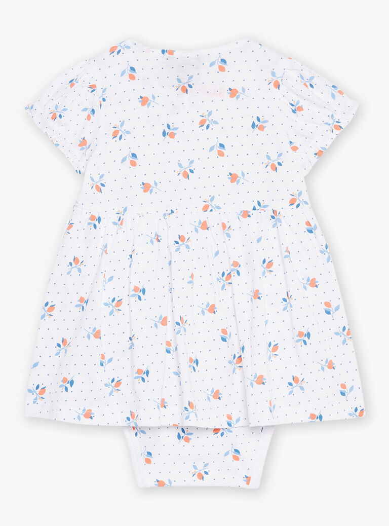 Robe écrue avec body intégré à imprimé fleuri