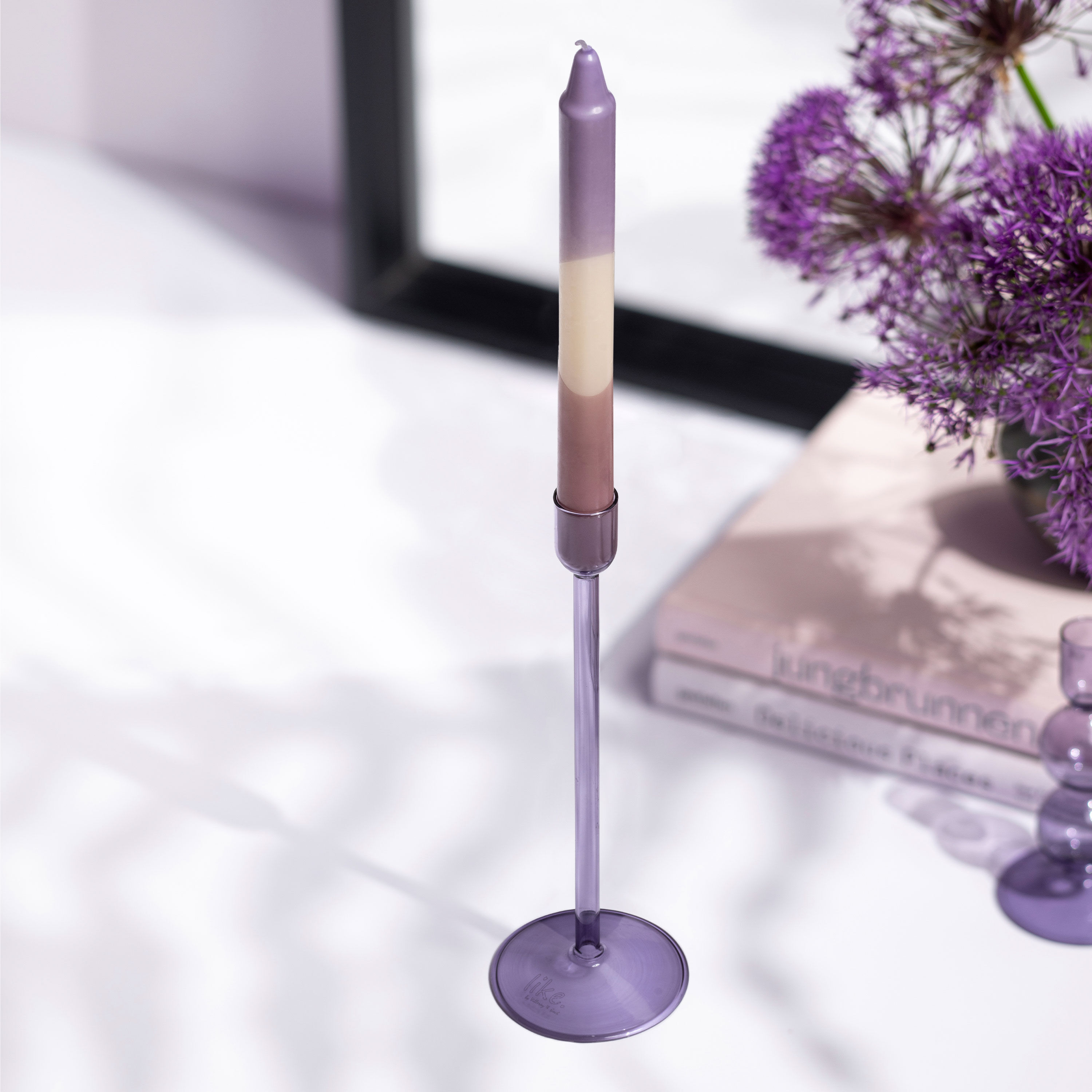 Like Home Candlestick holder Purple, 3.2'' x 3.2'' x 9.9''