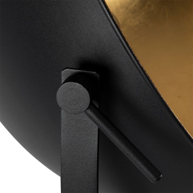 Industriële vloerlamp zwart 50 cm met goud verstelbaar - Magnax