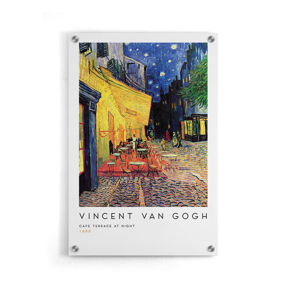 Walljar plexiglas schilderij - Vincent van Gogh - Caféterras Bij Nacht Plexiglas schilderij - 80 x 120 cm