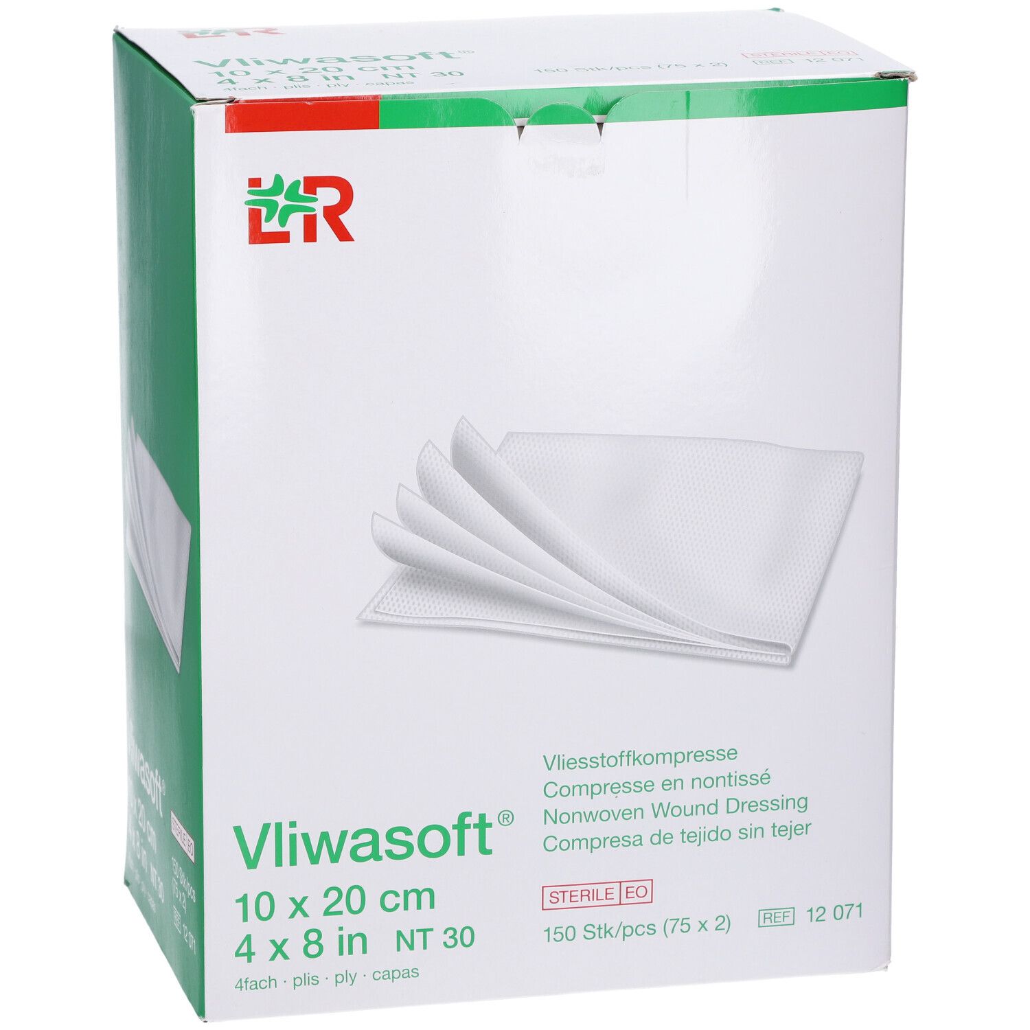 Vliwasoft® Vliesstoffkompresse 10 cm x 20 cm 4lagig steril