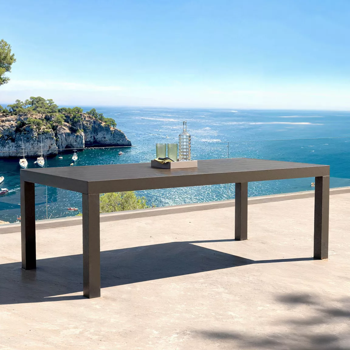 Table de jardin rectangulaire aluminium 8 places (210 x 100 cm) Murano Gris anthracite