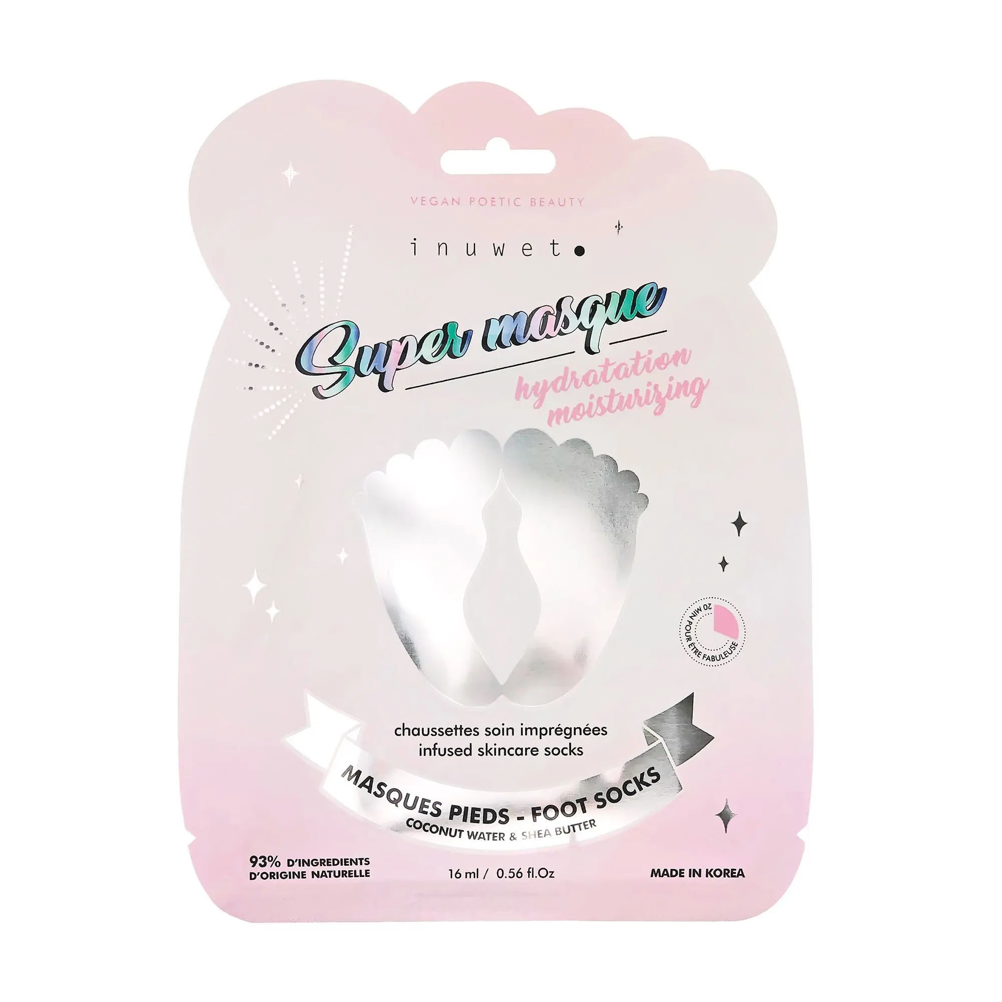 Inuwet - MASQUE PIEDS HYDRATANT CHAUSSETTES Chaussettes pré-imprégnées hydratantes pour les pieds- Pieds