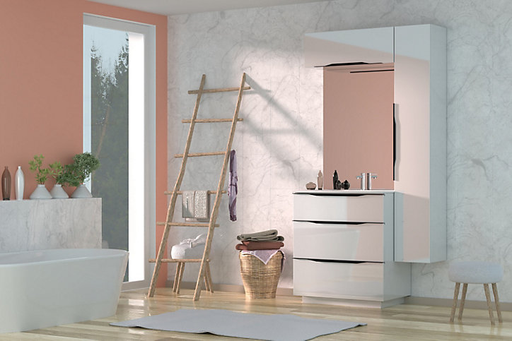 Meuble sous vasque à poser Pamili blanc brillant 80 cm