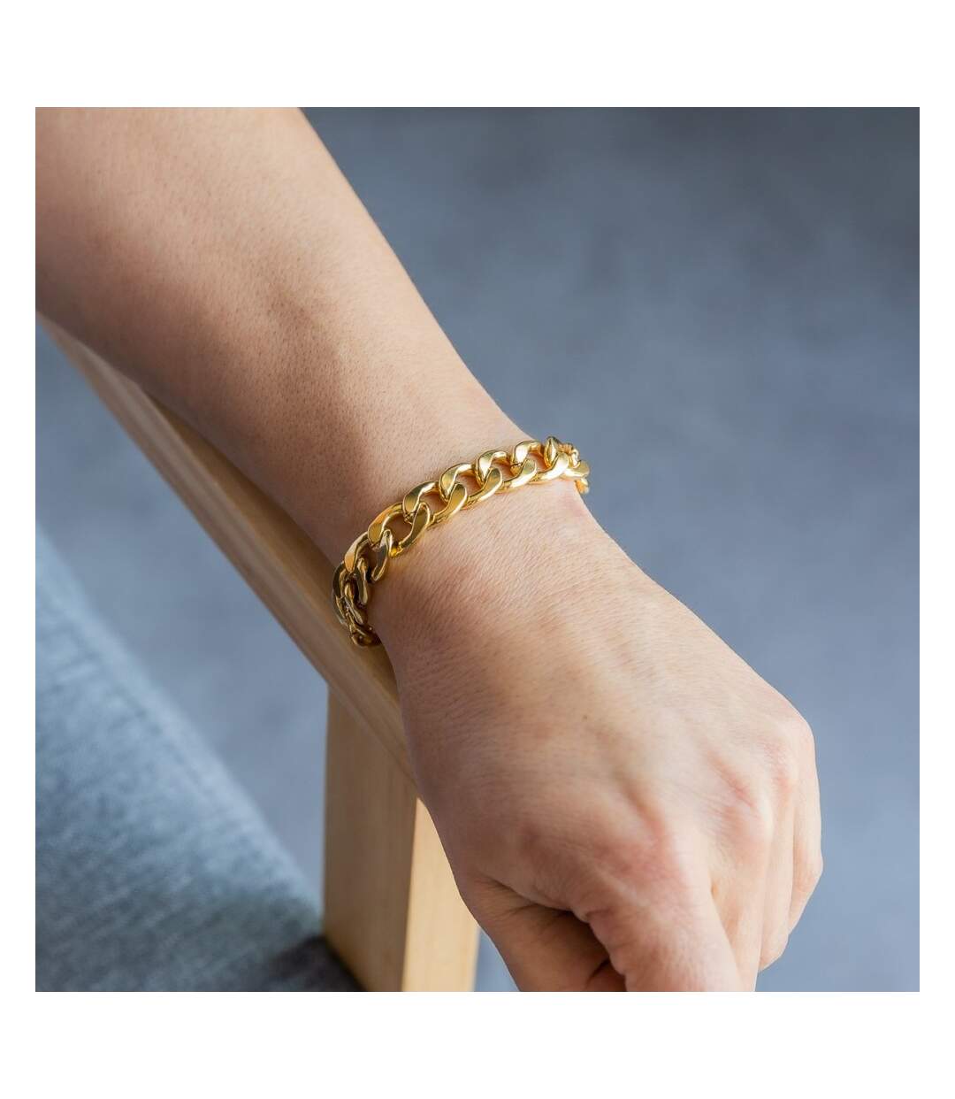 Superbe Bracelet Homme en Acier Doré