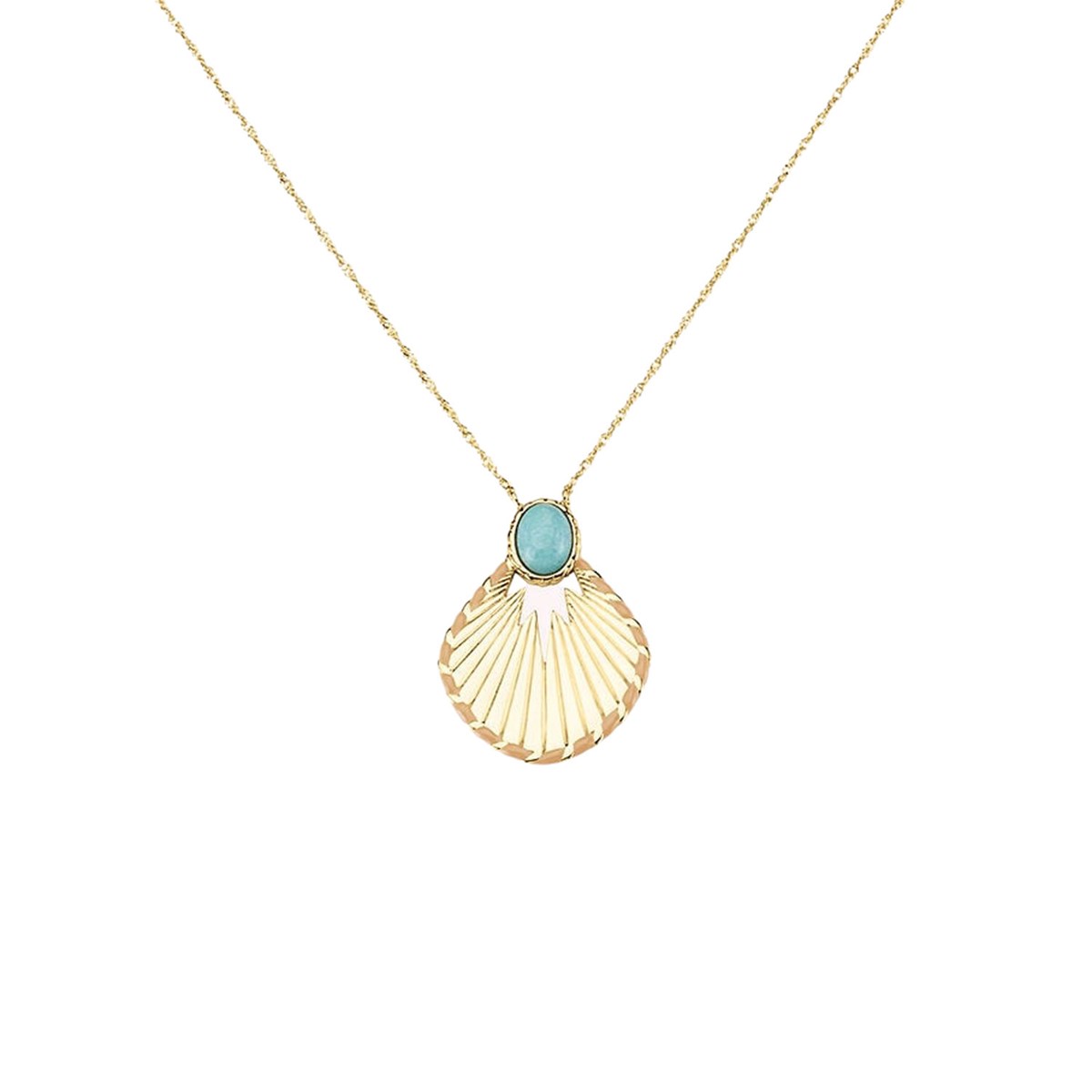 Collier Agatha mi long Arlequin doré amazonite