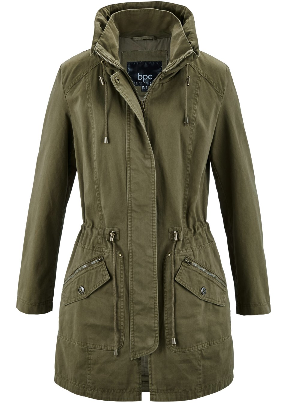Parka courte en coton avec col montant, cintrée