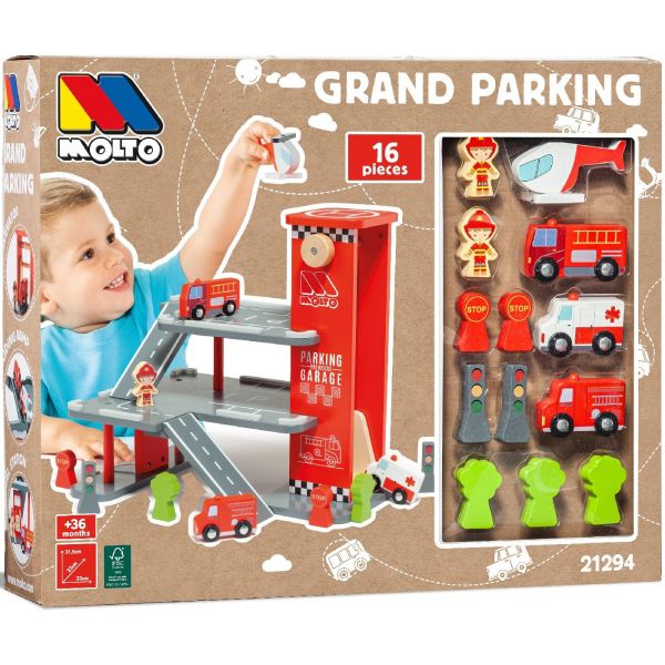 Molto Parking infantil de carros de emergência Madeira