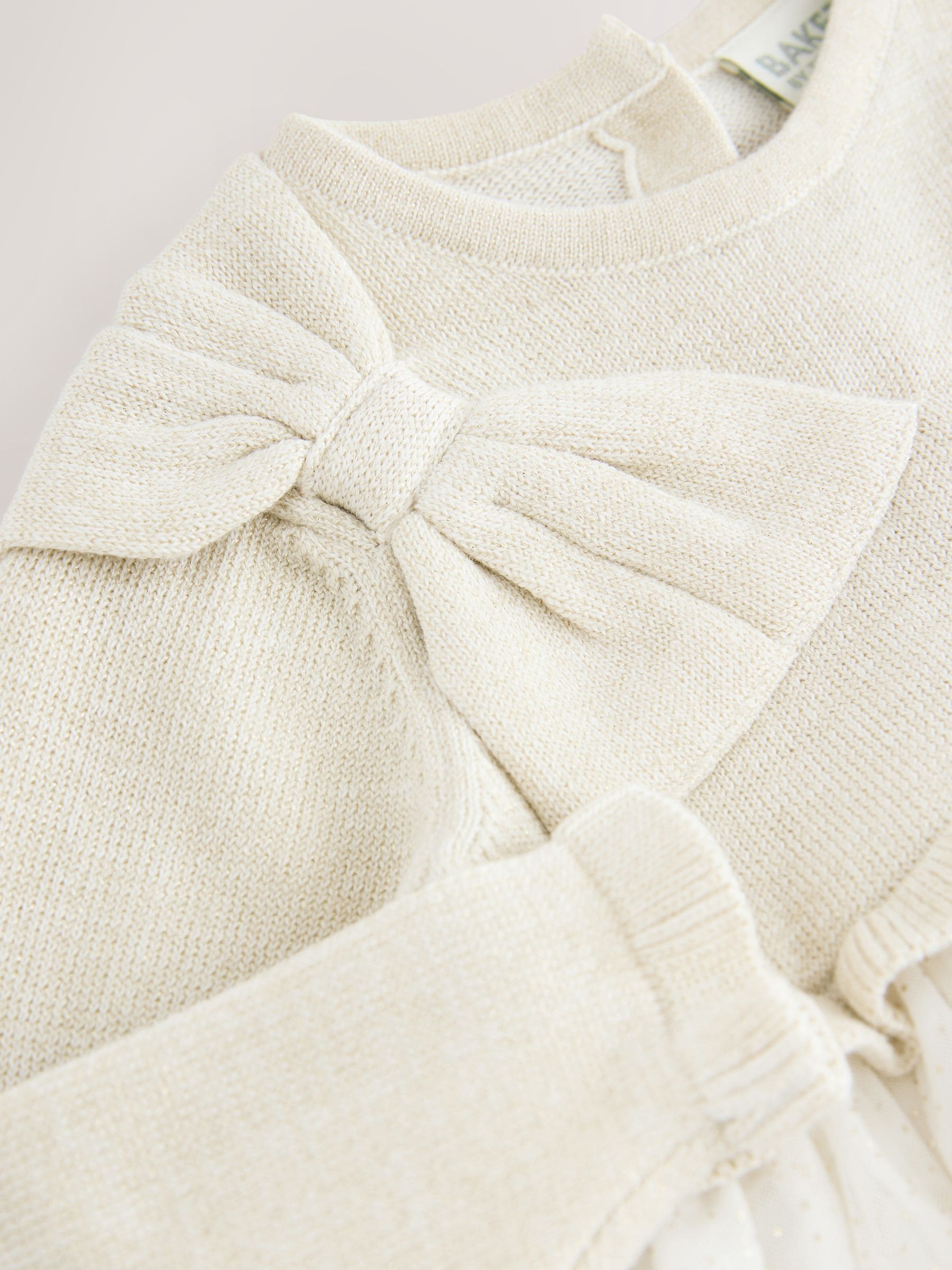 Crème - Baker by Ted Baker gebreide mockable mesh jurk met glitter
