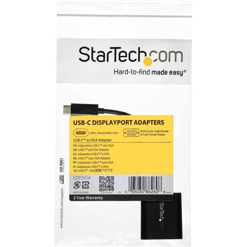 StarTech.com Adaptateur vidéo USB-C vers VGA - M/F - 1920x1200 / 1080p - Noir