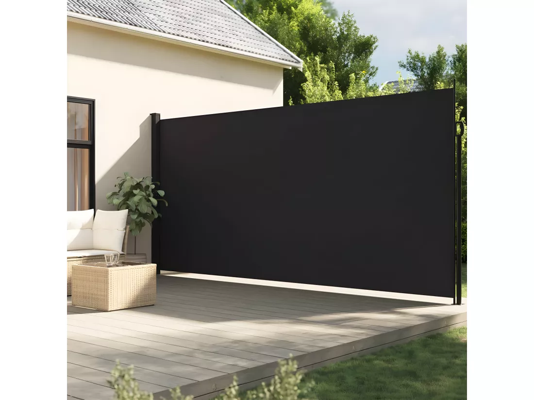 Auvent latéral rétractable noir 220x500 cm