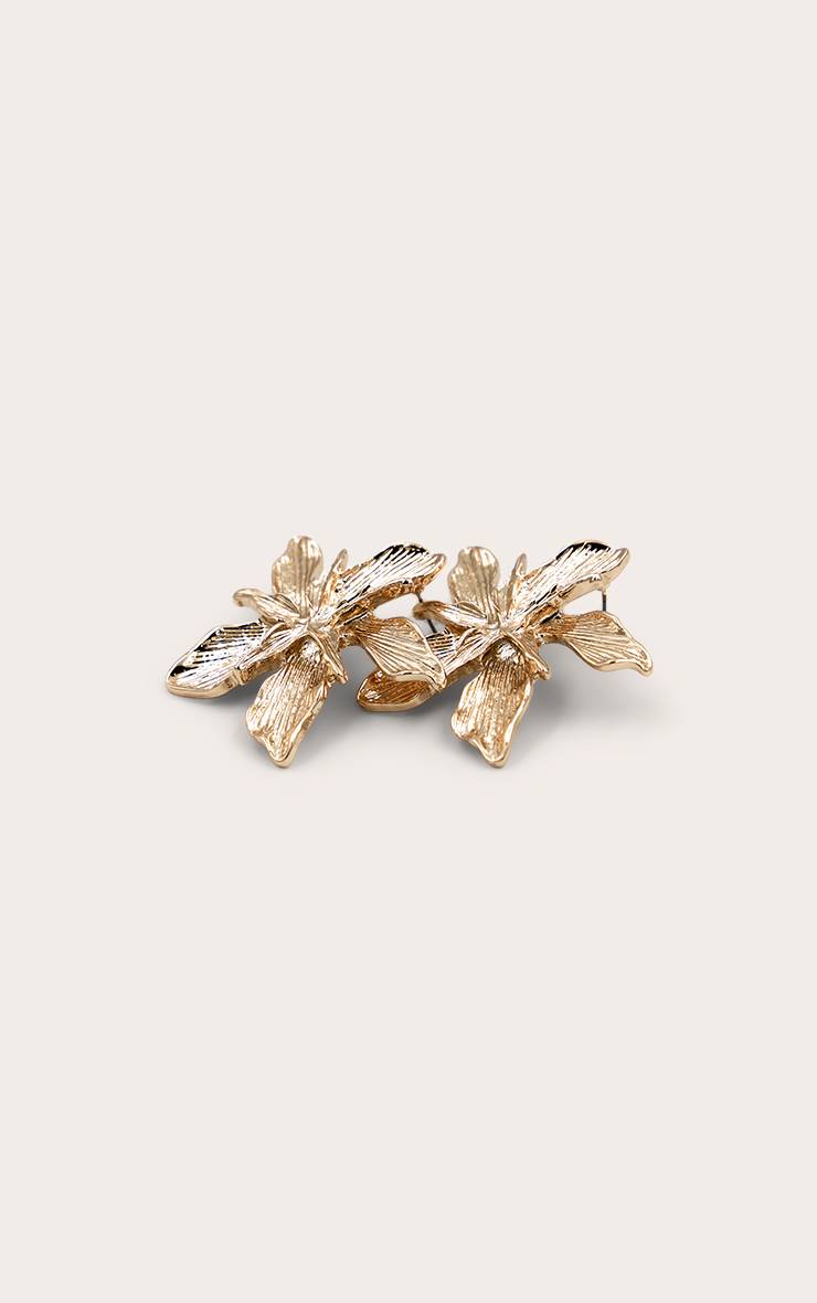 Doré Boucles D'oreilles Clous À Fleur Effet Statement