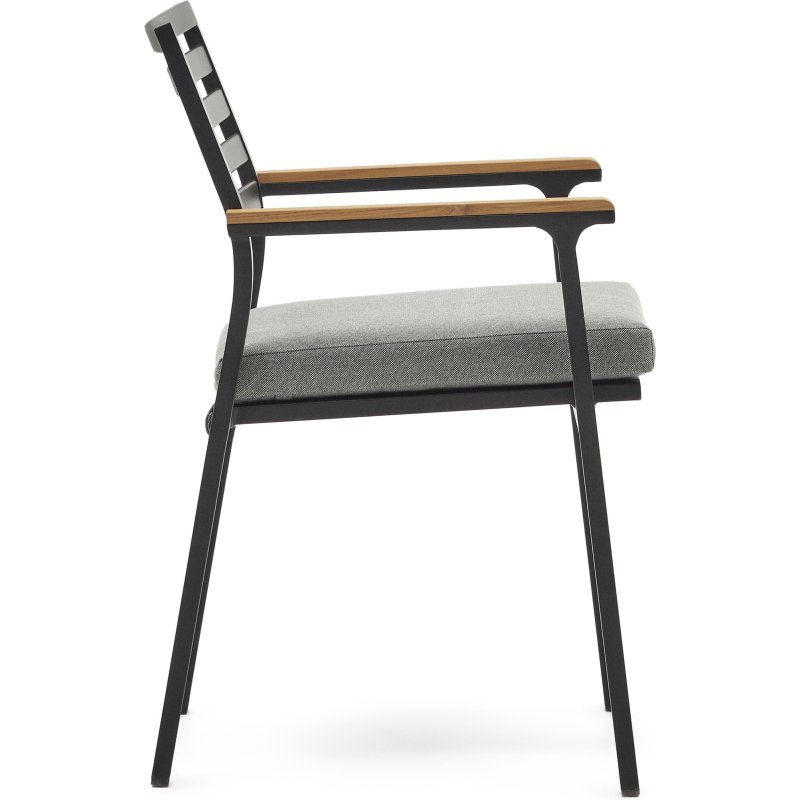 Chaise d'extérieur Bona - aluminium - accoudoirs en bois de teck massif