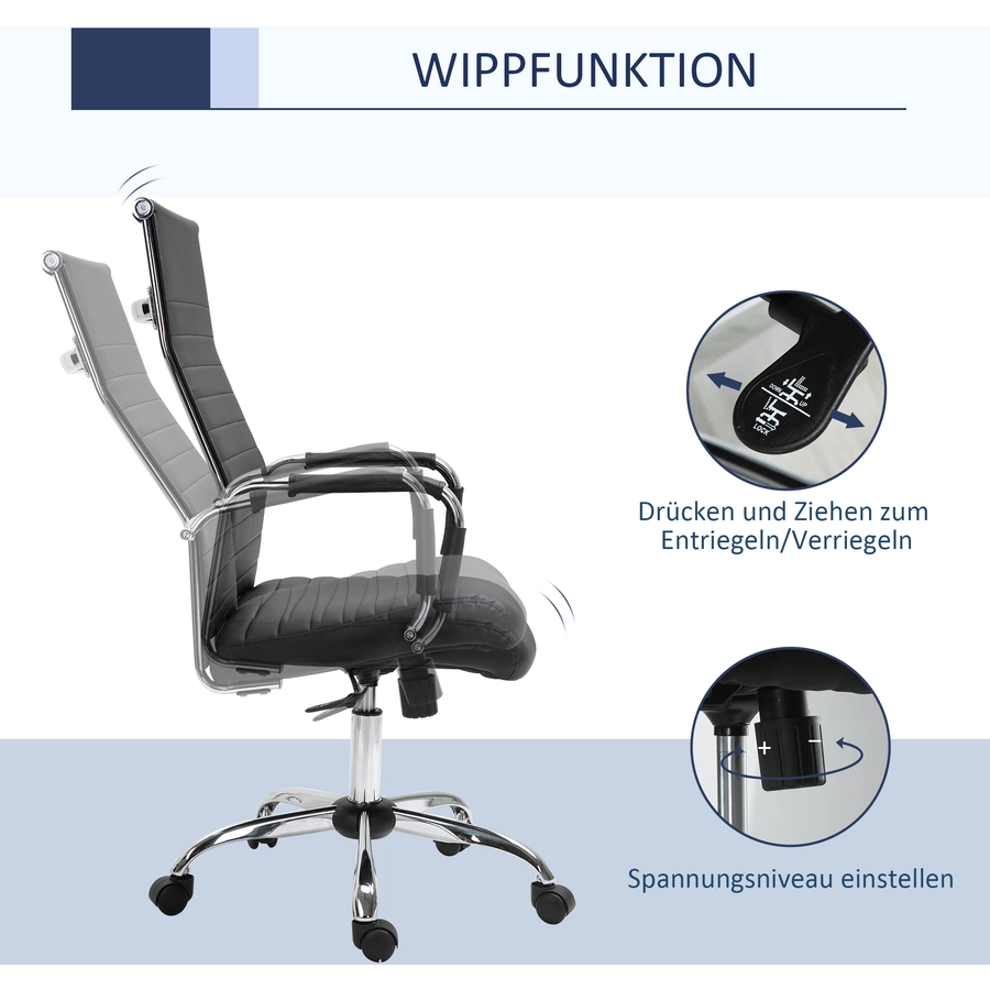 Vinsetto Bürostuhl mit Wippfunktion schwarz