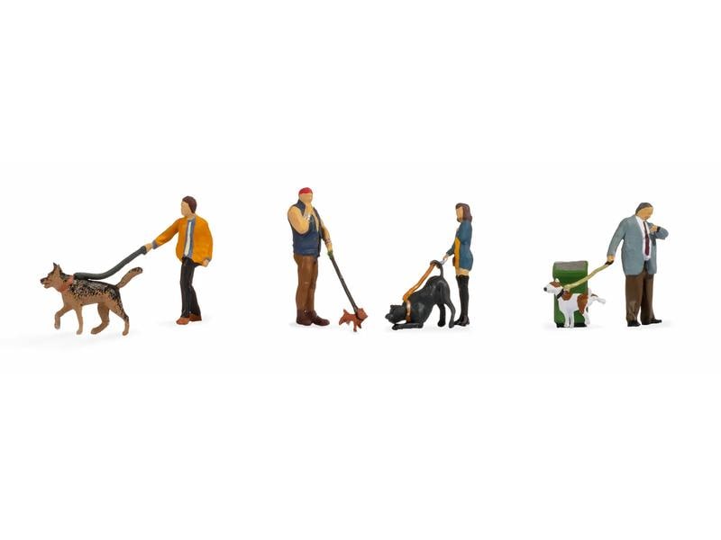 NOCH Figuren Menschen mit Hunden H0 Figuren im Massstab 1:87