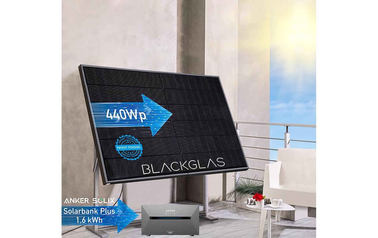 Solaranlage ECOstorage 440 W<br>Das All-in-One Balkonkraftwerk
