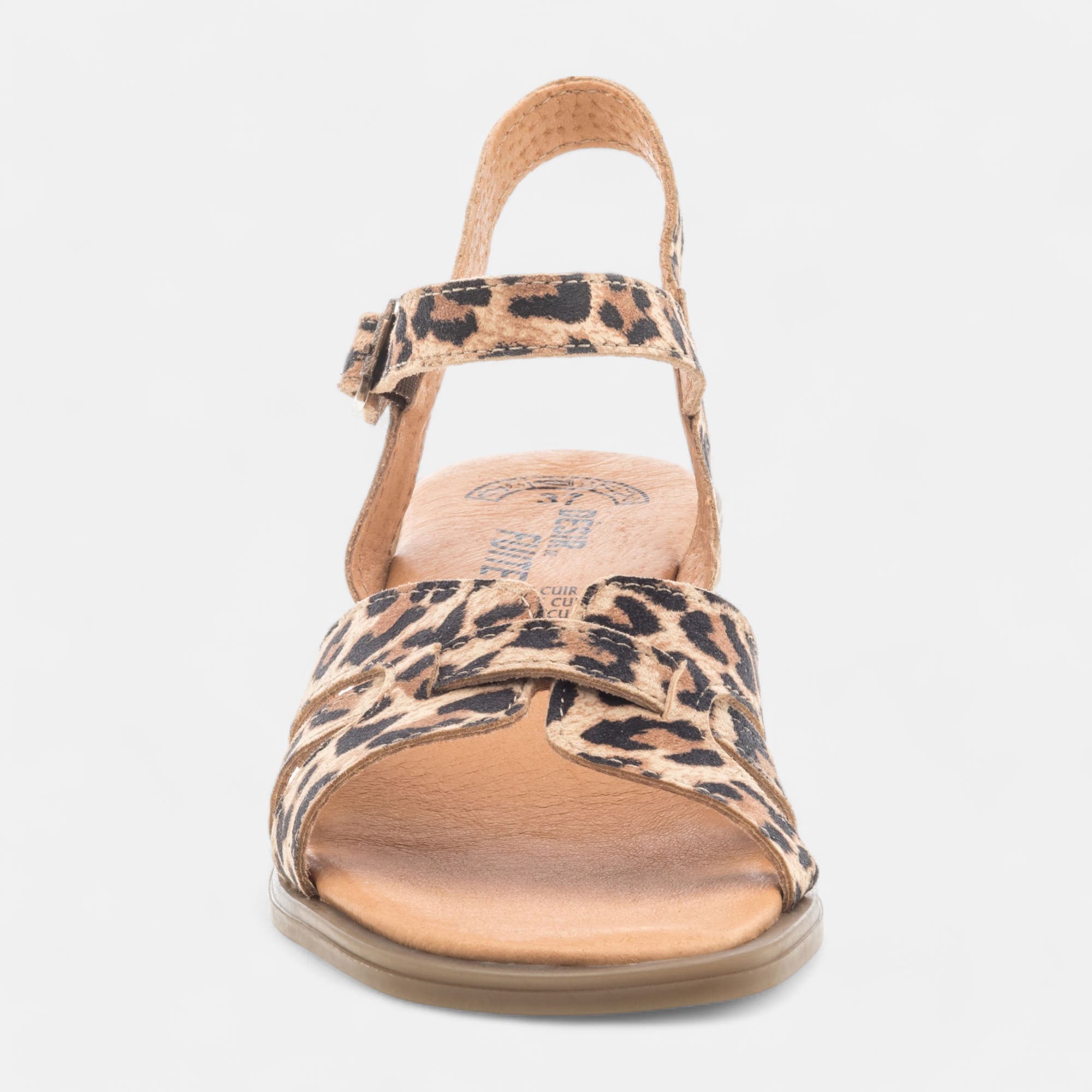 Nu-pieds à talon Femme en cuir cognac